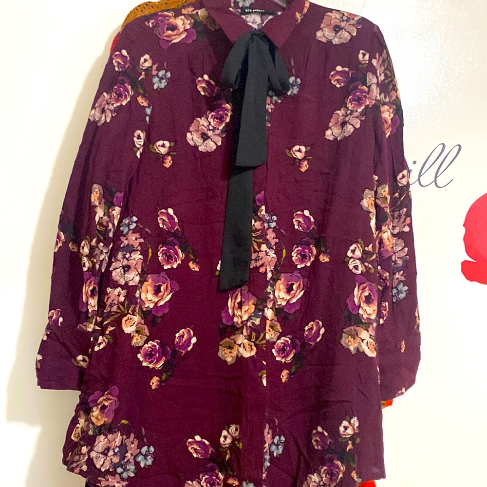 Blu Pepper shirt style dress with black tie